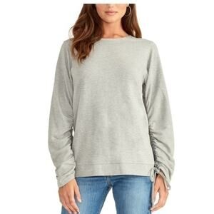 Rachel Roy Heather Gray Cinched Ruched Sleeve Top Large NWT
